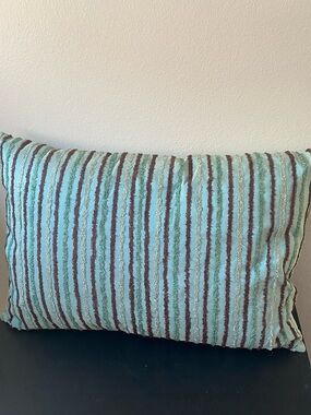 Soft Striped Accent Pillow Cover - Aqua and Brown